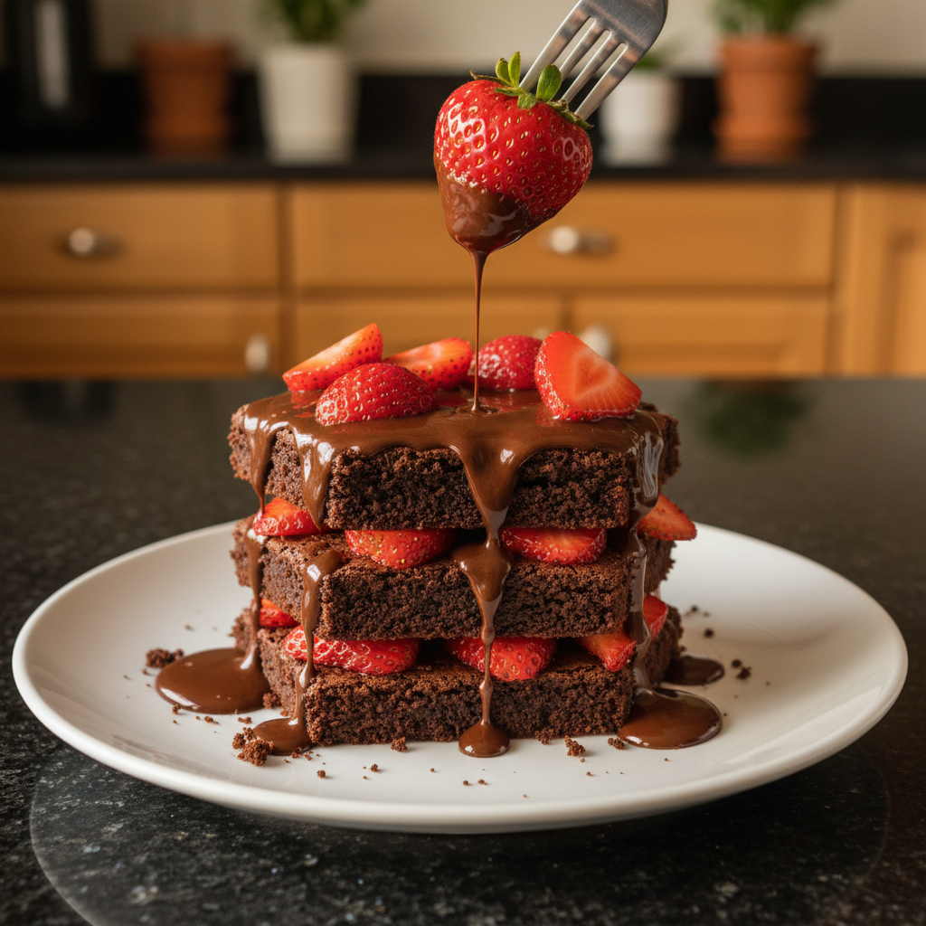 Heavenly Brownie and Strawberry Stack