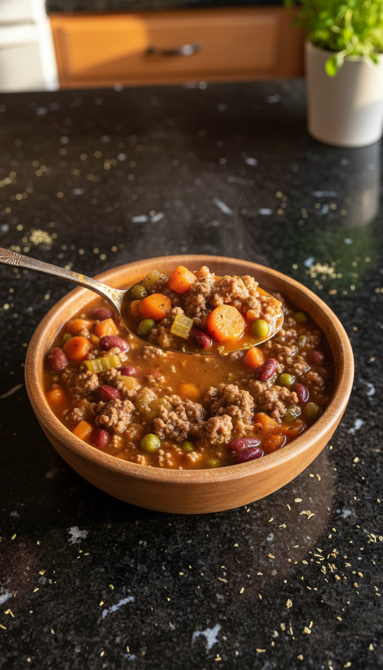 Hearty Ground Beef and Veggie Soup