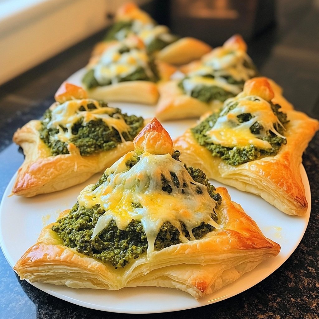 Puff Pastry Christmas Trees with Pesto and Cheese