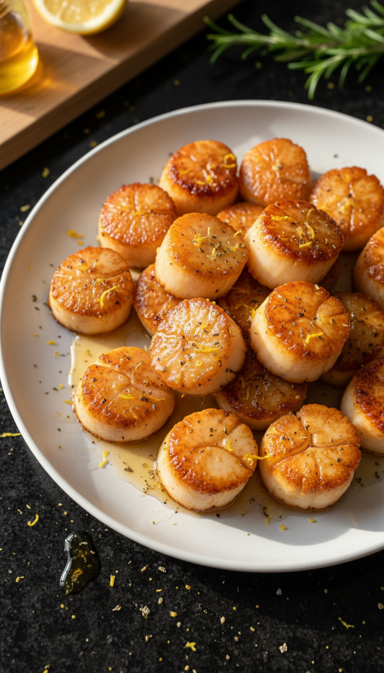 Honey Lemon Seared Scallops