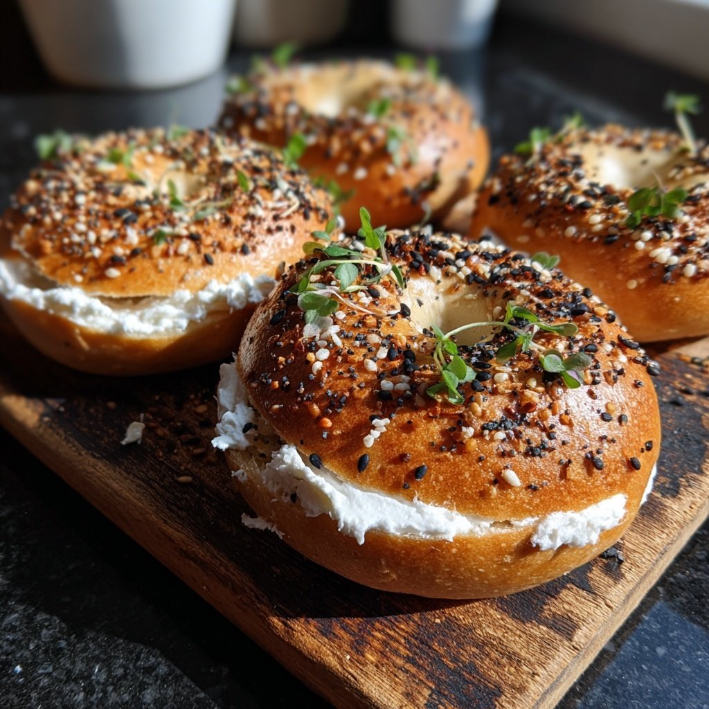 High Protein Bagels with Cream Cheese Spread