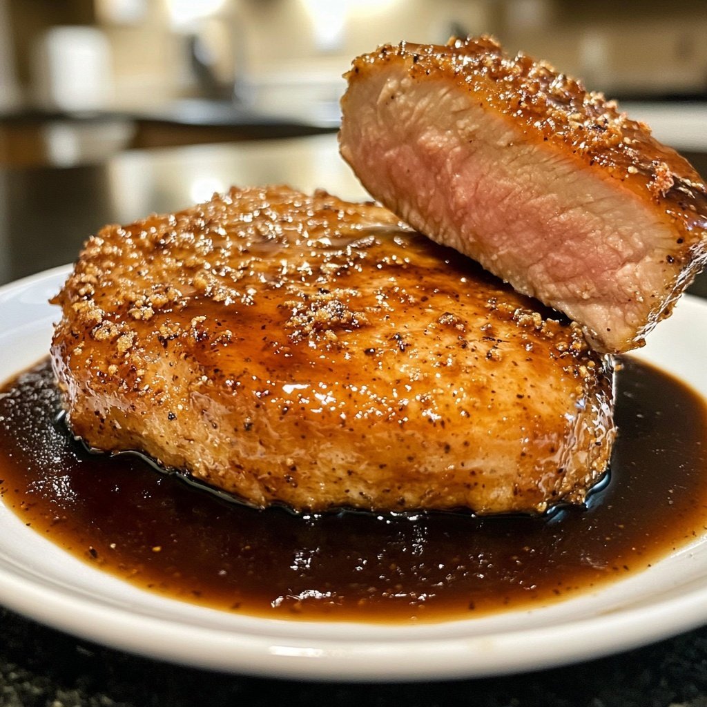 Pork Chop with Balsamic Maple Glaze