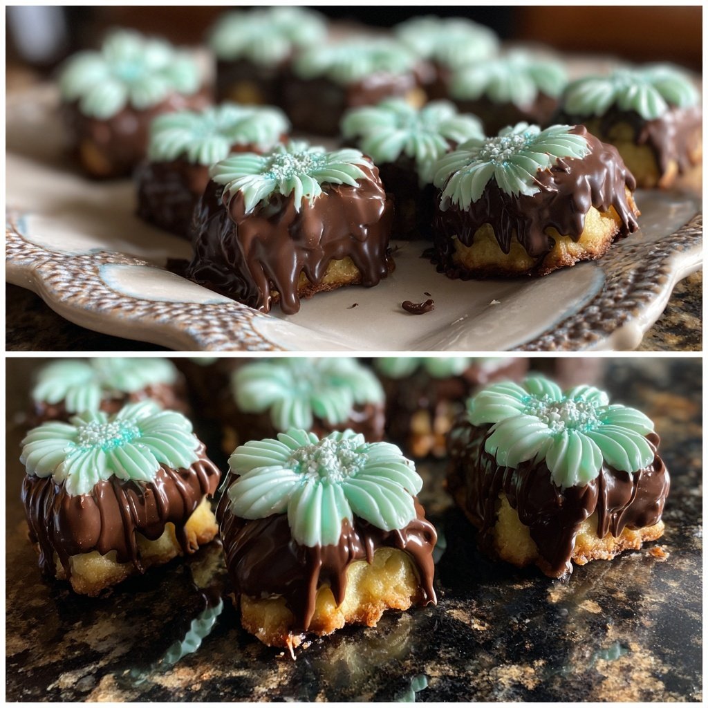 Choco-Mint Frosted Flower Treats