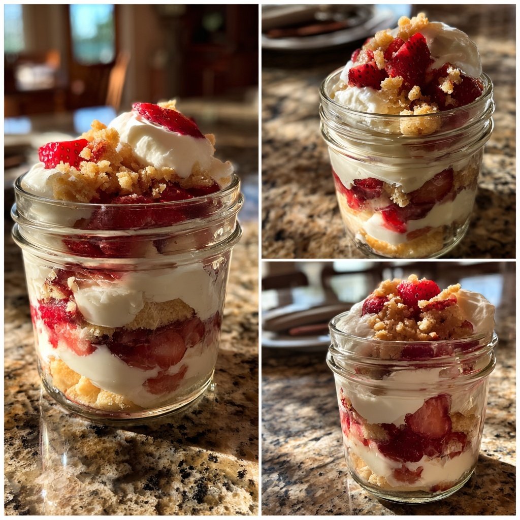 Layered Strawberry Shortcake Jars