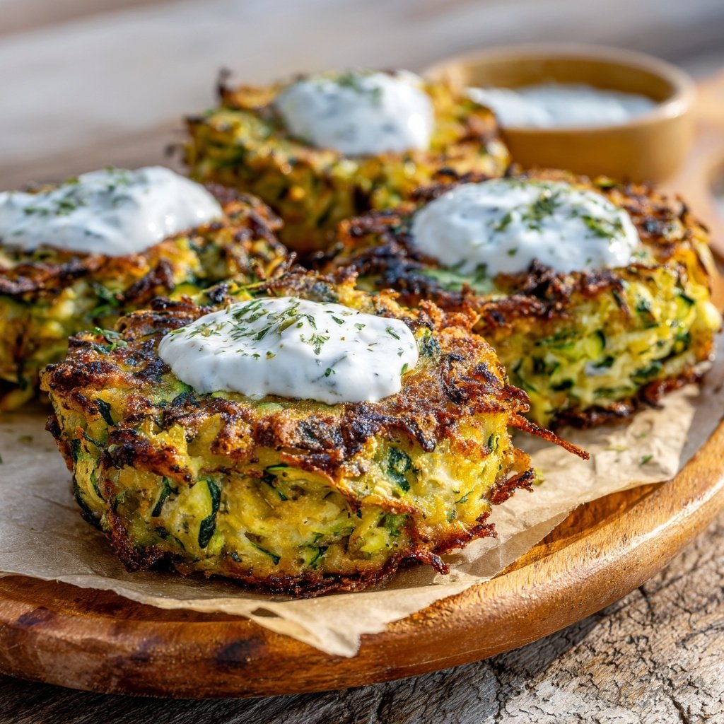 Zucchini Fritters with Tzatziki