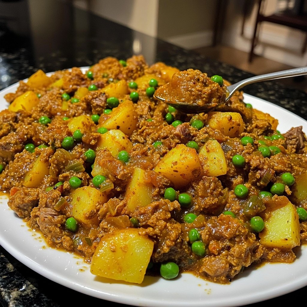 Lamb Keema with Potatoes and Peas