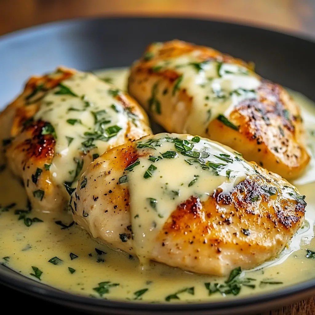 Mozzarella Chicken in Basil Cream Sauce
