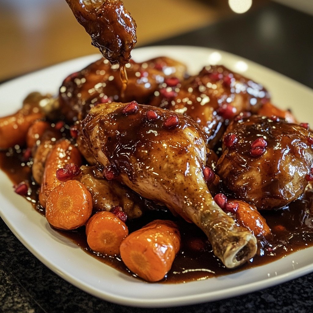Pomegranate Molasses-Glazed Chicken and Carrots
