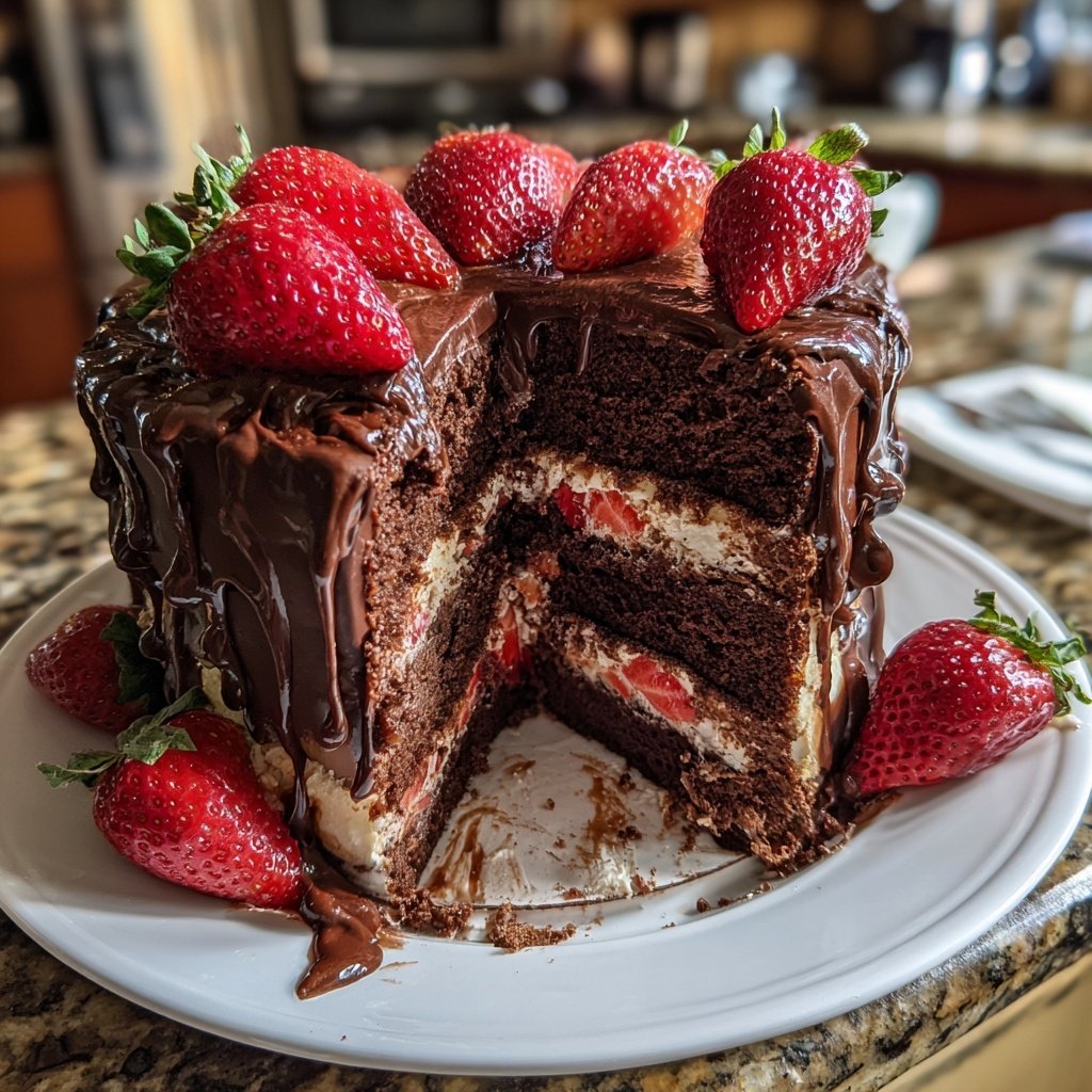 Chocolate Strawberry Shortcake Layer Cake