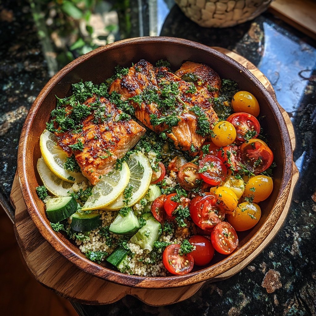 Mediterranean Salmon Couscous Bowl